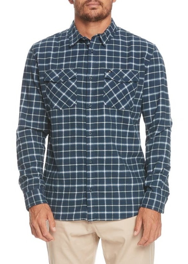 Quiksilver Dulsie Regular Fit Windowpane Plaid Stretch Cotton Flannel Button-Up Shirt