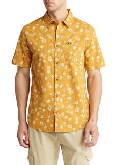 Quiksilver Future Hippie Floral Short Sleeve Button-Up Shirt in Mustard at Nordstrom Rack