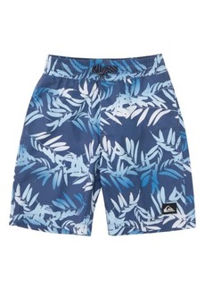 Quiksilver Kids' Floral Fade Volley Swim Trunks in Insignia Blue at Nordstrom