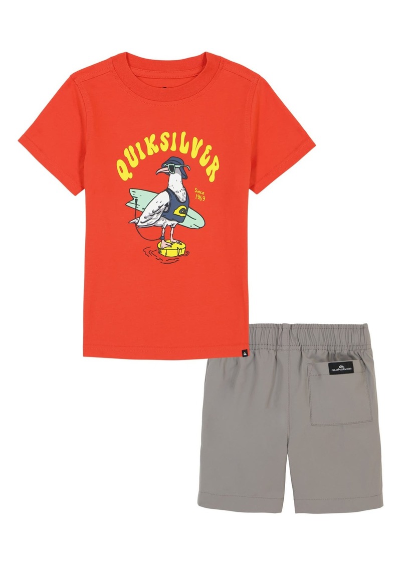 Quiksilver Kids' Graphic T-Shirt & Shorts Set in Orange Multi at Nordstrom Rack