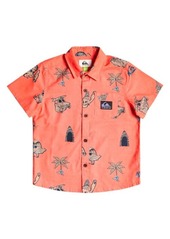 Quiksilver Kids' Nono Surfday Print Short Sleeve Cotton Button-Up Shirt
