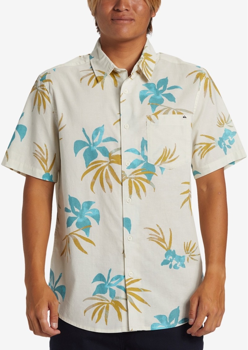 Quiksilver Men's Apero Classic Short Sleeve Button Down Shirt - Snow White Aop Mix Bag Ss