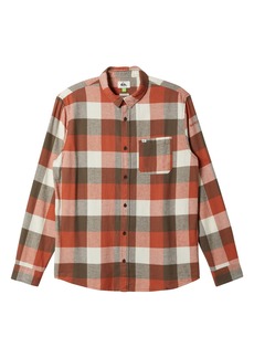 Quiksilver Motherfly Buffalo Check Button-Up Organic Cotton Flannel Shirt in Brown at Nordstrom Rack