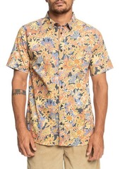 Quiksilver Surfadelica Floral Short Sleeve Hemp & Cotton Button-Up Shirt