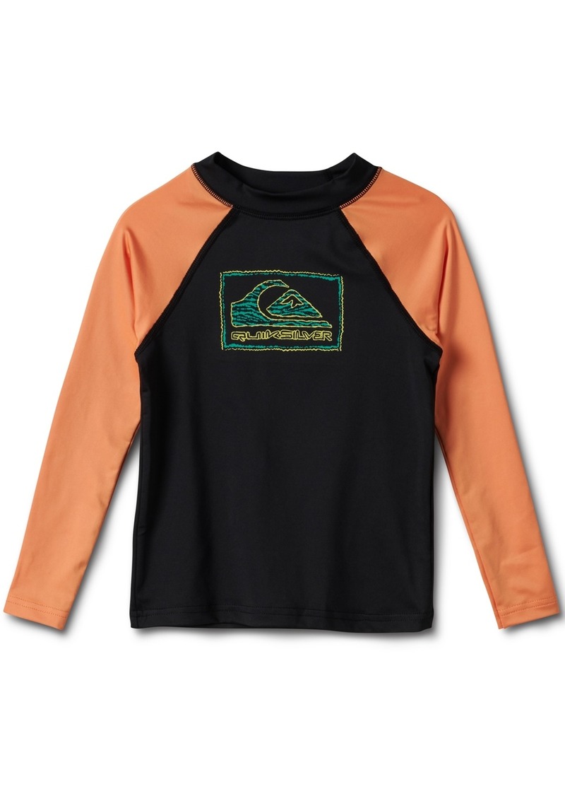 Quiksilver Toddler & Little Boys Everyday Colorblocked Logo-Print Upf 50+ Long-Sleeve Surf Rash Guard - Black/Tangerine