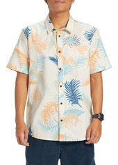 Quiksilver Tropical Glitch Short Sleeve Organic Cotton Button-Up Shirt in Angel Blue at Nordstrom Rack