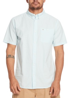 Quiksilver Winfall Regular Fit Solid Short Sleeve Button-Down Shirt in Moroccan Blue at Nordstrom Rack