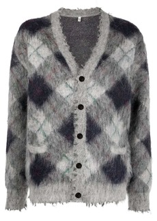 R13 argyle-knit mohair wool-blend cardigan