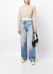 R13 cable-knit cropped jumper