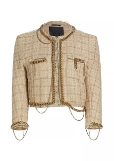 R13 Chain-Embellished Tweed Crop Jacket