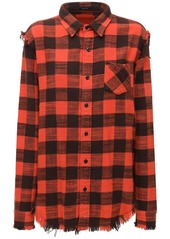 R13 Check Cotton Flannel Shirt W/fray Detail