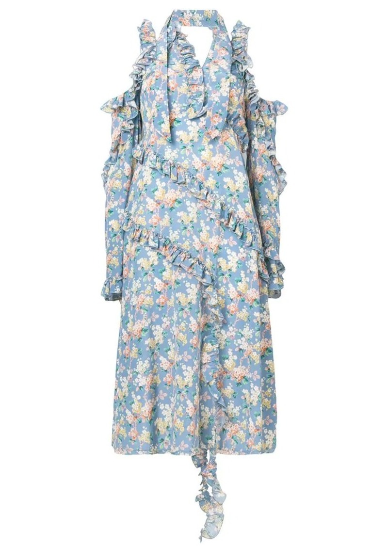 R13 cold-shoulder floral print dress