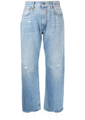 R13 cropped distressed jeans