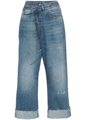 R13 Crossover asymmetric high-rise straight-leg jeans