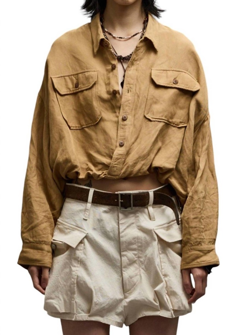 R13 Crossover Utility Bubble Shirt In Khaki