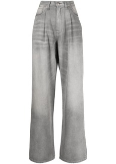 R13 faded-effect high-waist jeans