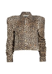 R13 Kelsey Shirring Leopard Print Jacket