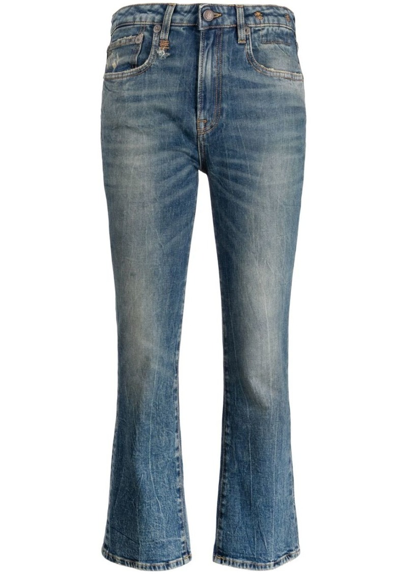 R13 low-rise flared jeans