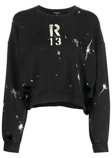 R13 paint splatter-print cropped sweatshirt