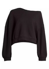 R13 Patti Asymmetric Puff-Sleeve Off-the-Shoulder Sweatshirt