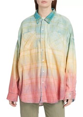 R13 Plaid Ombré Cotton Long-Sleeve Shirt