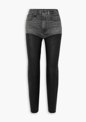 R13 - Courtney Chaps cropped leather-paneled mid-rise slim-leg jeans - Black - 26