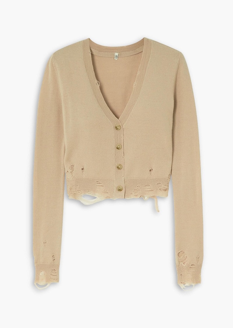 R13 - Cropped distressed wool cardigan - Neutral - XS