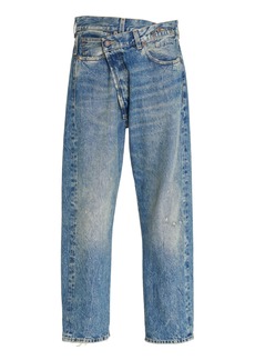 R13 - Crossover Distressed Low-Rise Wide-Leg Jeans - Medium Wash - 27 - Moda Operandi
