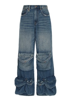 R13 - Rigid Wide-Leg Utility Jeans - Dark Wash - 26 - Moda Operandi