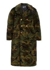 R13 - Women's Oversized Camouflage Velvet Double-Breasted Military Coat - Green - Moda Operandi