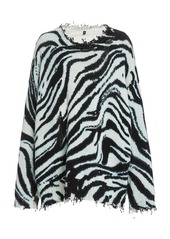 R13 - Women's Oversized Distressed Zebra-Print Cotton Sweater - Print - Moda Operandi