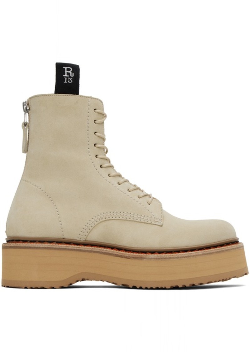 R13 Beige Single Stack Boots