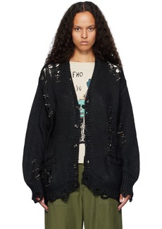 R13 Black Distressed Boyfriend Cardigan