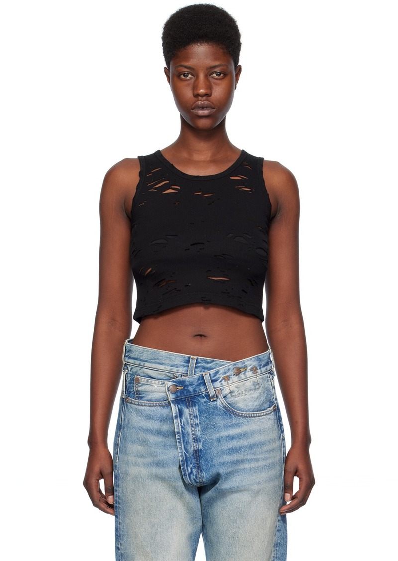 R13 Black Distressed Tank Top