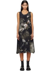 R13 Black Floral Print Midi Dress