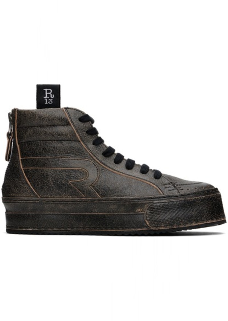 R13 Black Rogue Distressed Sneakers