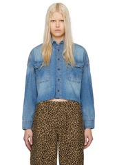 R13 Blue Cropped Denim Shirt