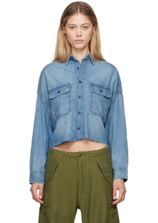 R13 Blue Cropped Denim Shirt