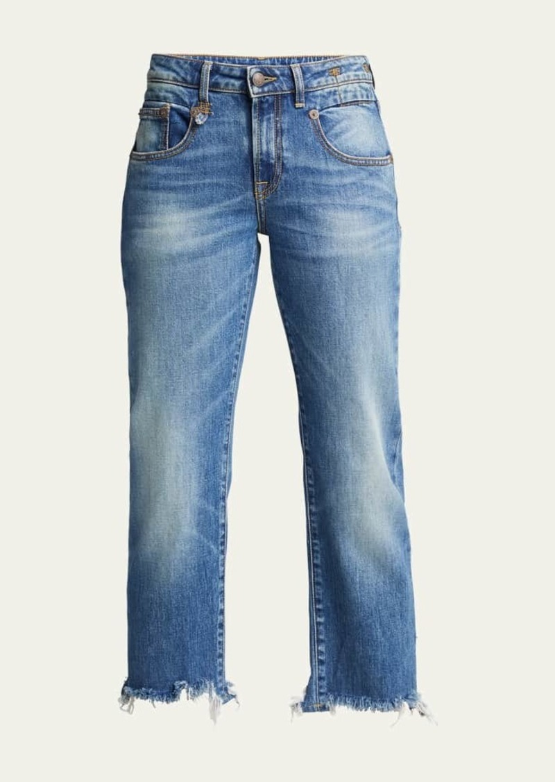 R13 Boy Straight Cropped Jeans w/ Ripped Hem