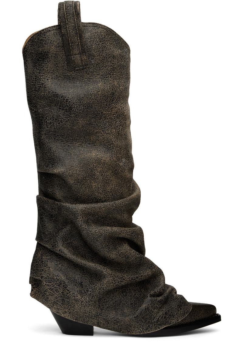 R13 Brown Mid Cowboy Sleeve Boots