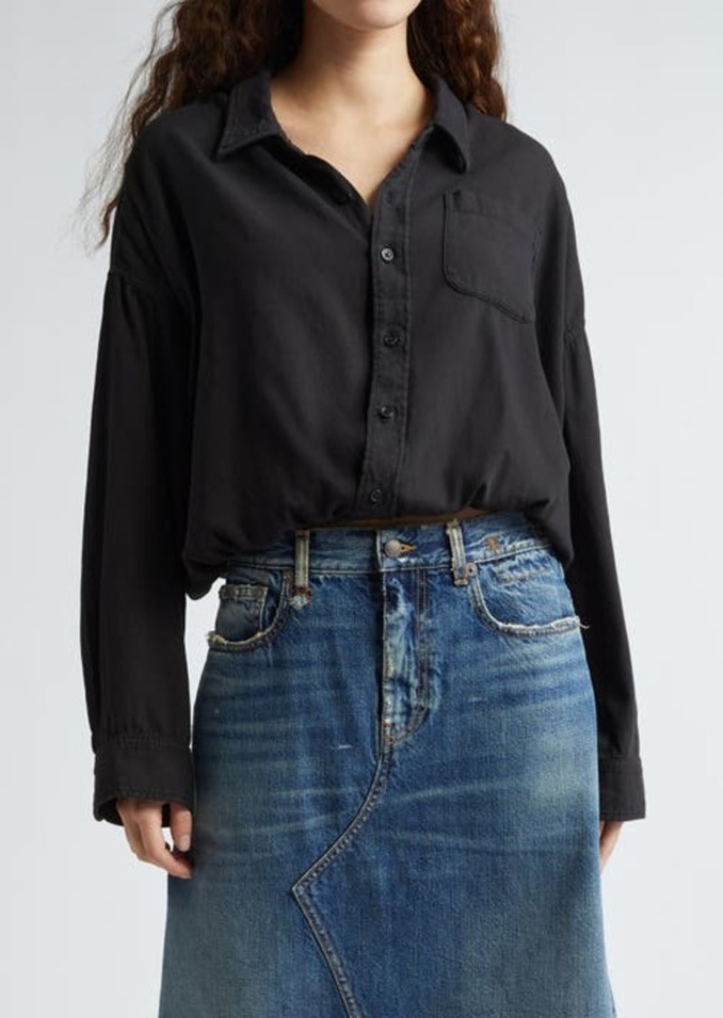 R13 Crossover Bubble Crop Button-Up Shirt