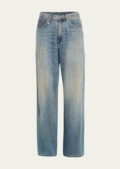 R13 Damon Pleated Wide-Leg Jeans