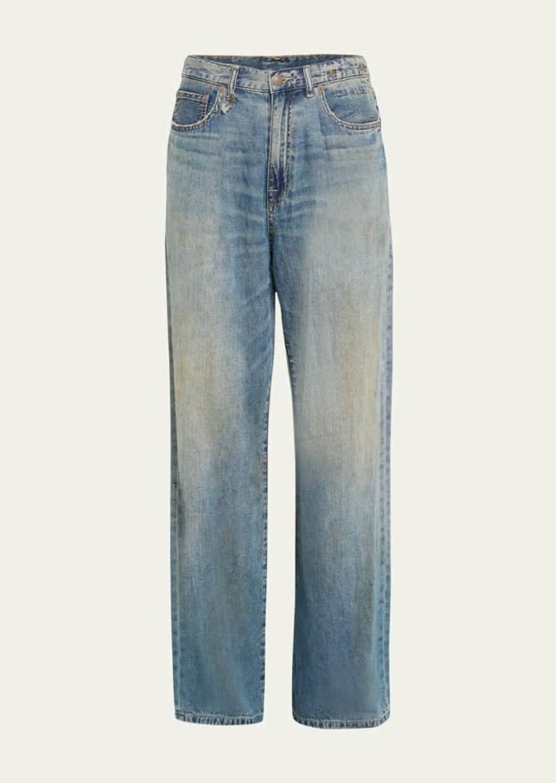 R13 Damon Pleated Wide-Leg Jeans