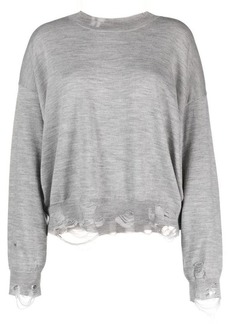 R13 DISTRESSED CROPPED OVERSIZED PULLOVER CLOTHING