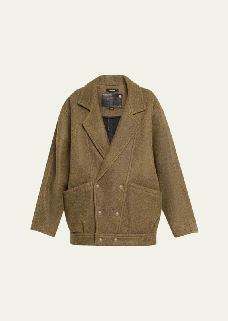 R13 Double-Breasted Coated Wool Jacket