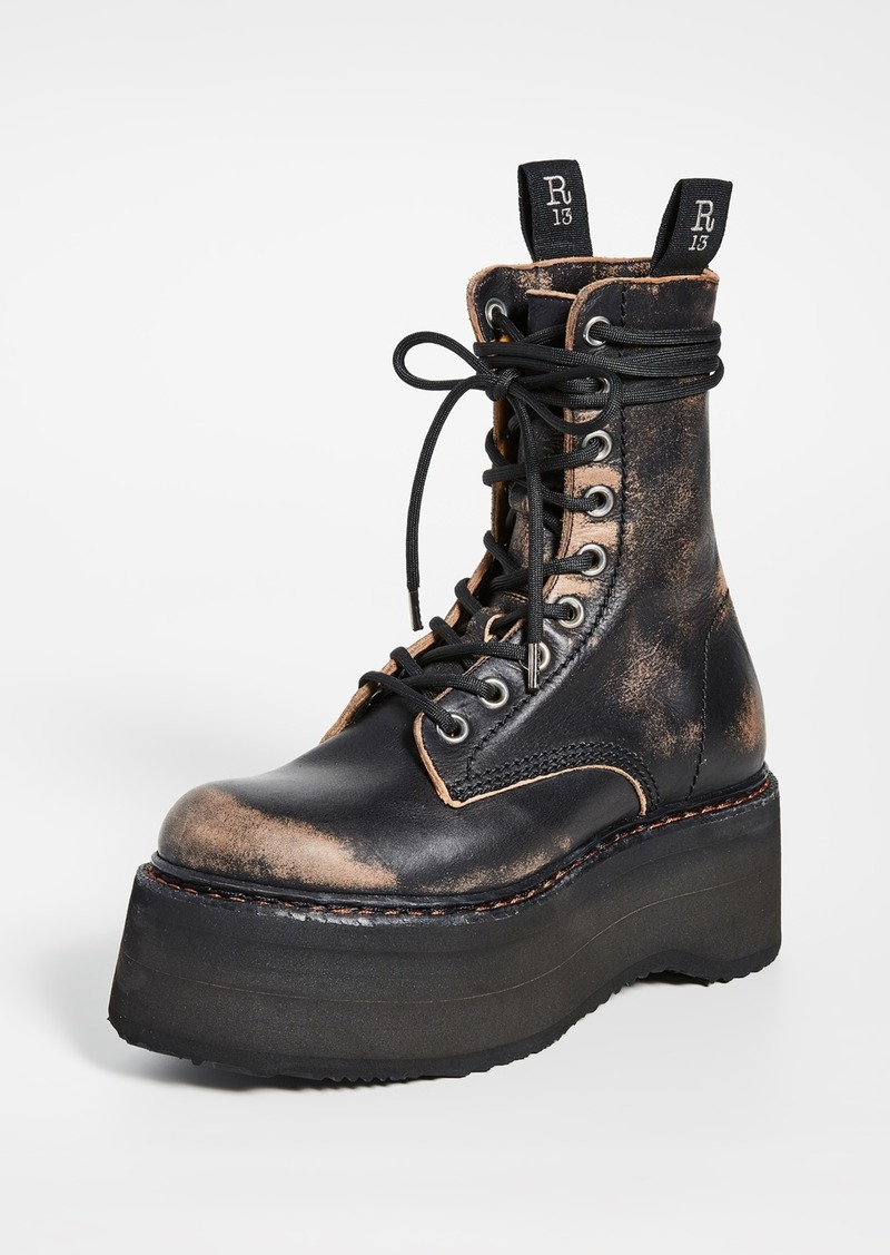R13 Double Stacked Lace Up Boots