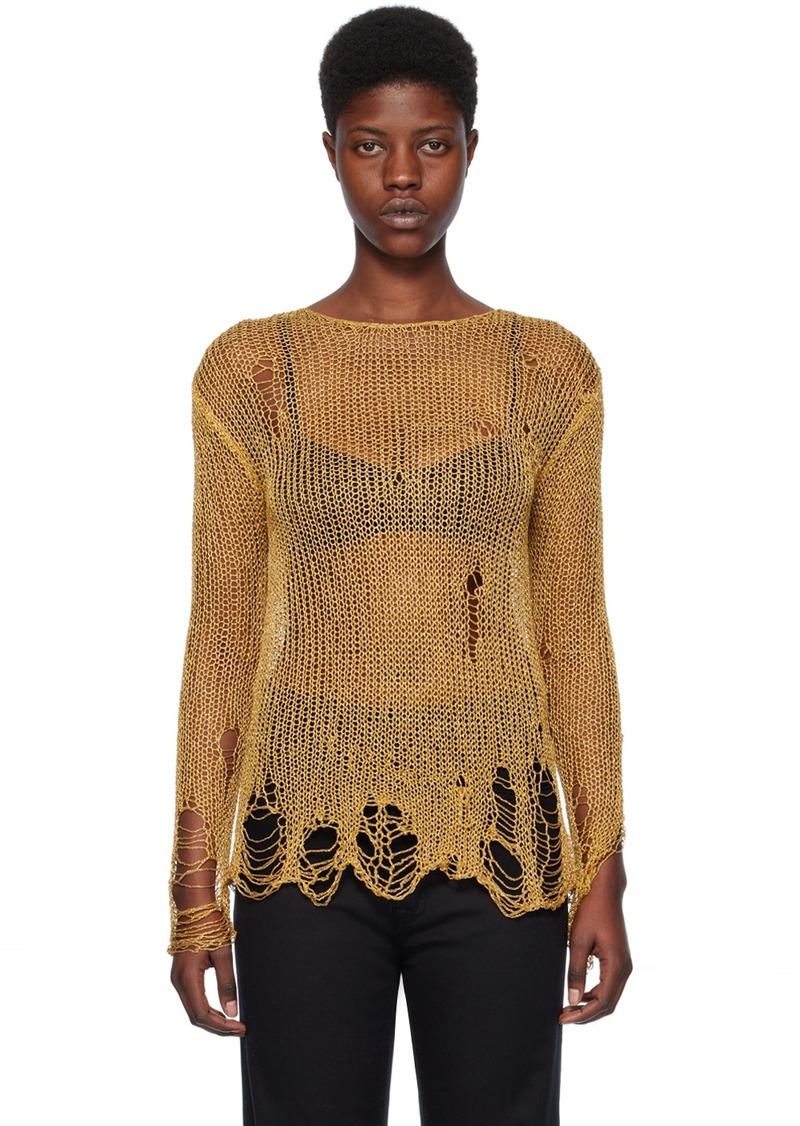 R13 Gold Distressed Sweater