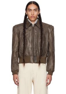 R13 Gray Americana Leather Jacket