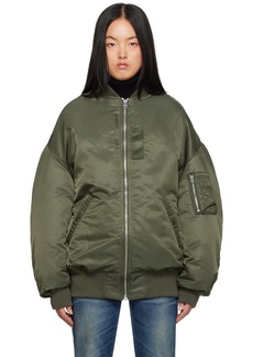 R13 Green Zip Out Down Bomber Jacket