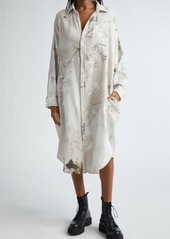 R13 Jumbo Floral Cotton Gauze Midi Shirtdress